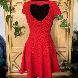 Retro Red Sweetheart Cutout Swing Dress | S | M